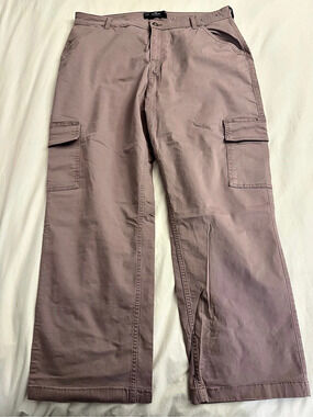 Hollister Ultra High-Rise Dad Pant Wide Leg Cargo Pants Brown Waist 34